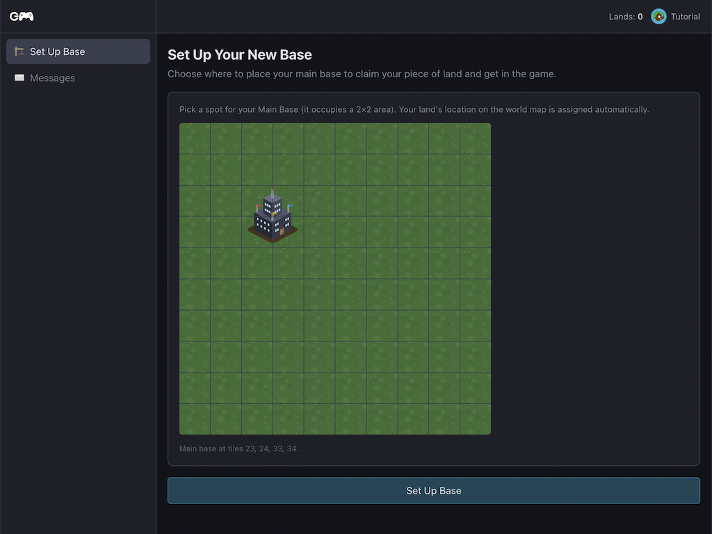 Placing your first base on the world map